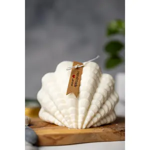 Large Shell Candle | Decorative Soy Wax Candle | Clam shell candle| Aesthetic Candle| Pillar Candle | Vegan| Unique Candle| Gift For Her Fragrance Hand