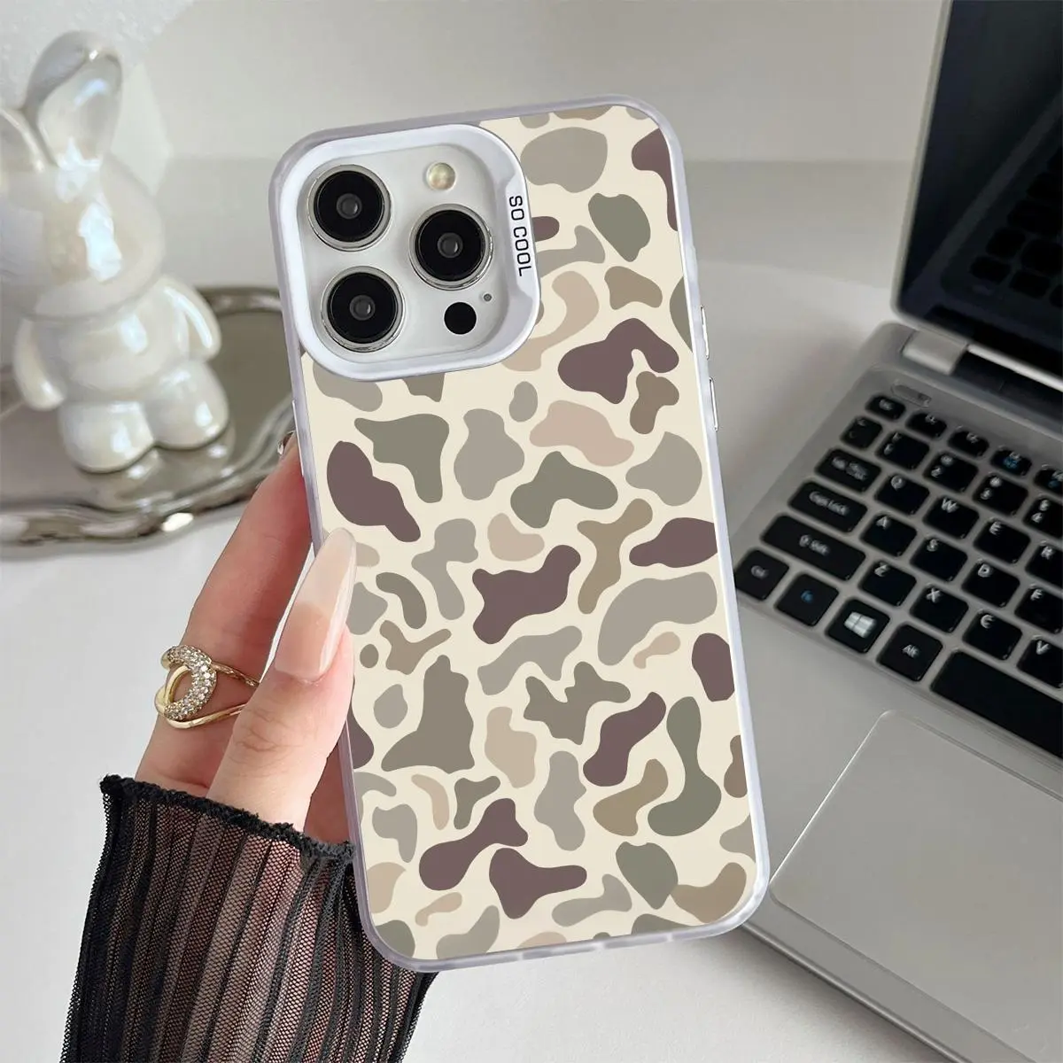 Vintage Camo Pattern Shockproof Polycarbonate Carbon Fibre iPhone Cover - Affordable Sitka Protective Cellphone Case for iPhone 7,8,X,Xs Max,11,12,13,14,15,16,17 Pro Max Plus Devices Accessories, Pc+Tpu