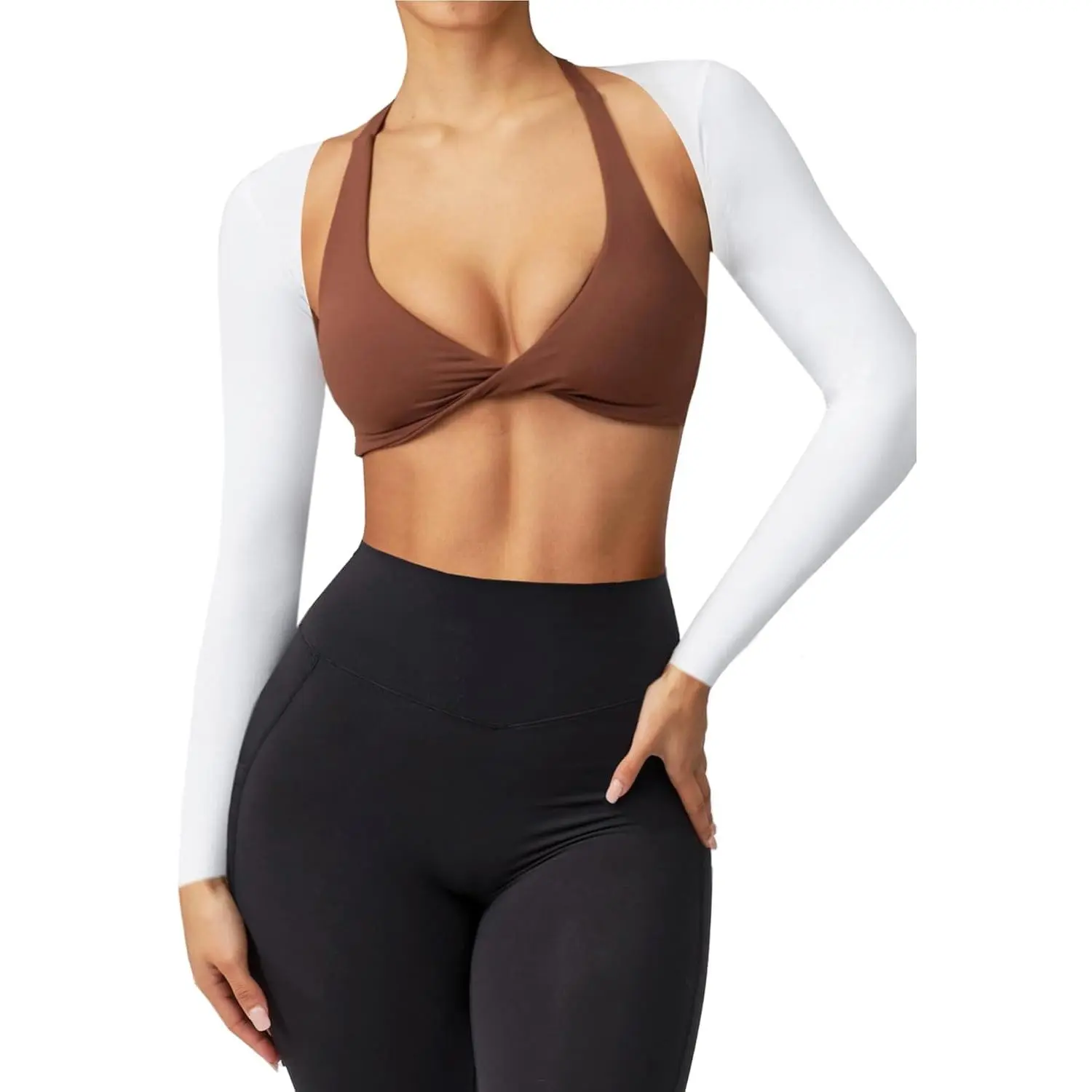 Women's Long Sleeve Open Front Bolero Shrug - Sporty Chic Activewear with Arm Sleeves to Cover Arms, Gym Athletic Clothes for Yoga, Dating, Activewear For Yoga