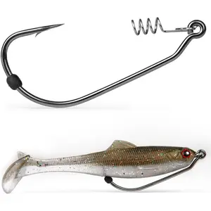 Weedless Swimbait Hooks with Screw Lock &  Stopper- 1/0 2/0 3/0 4/0 5/0 6/0 7/0 Sizes Worms Hooks for Bass Fishing