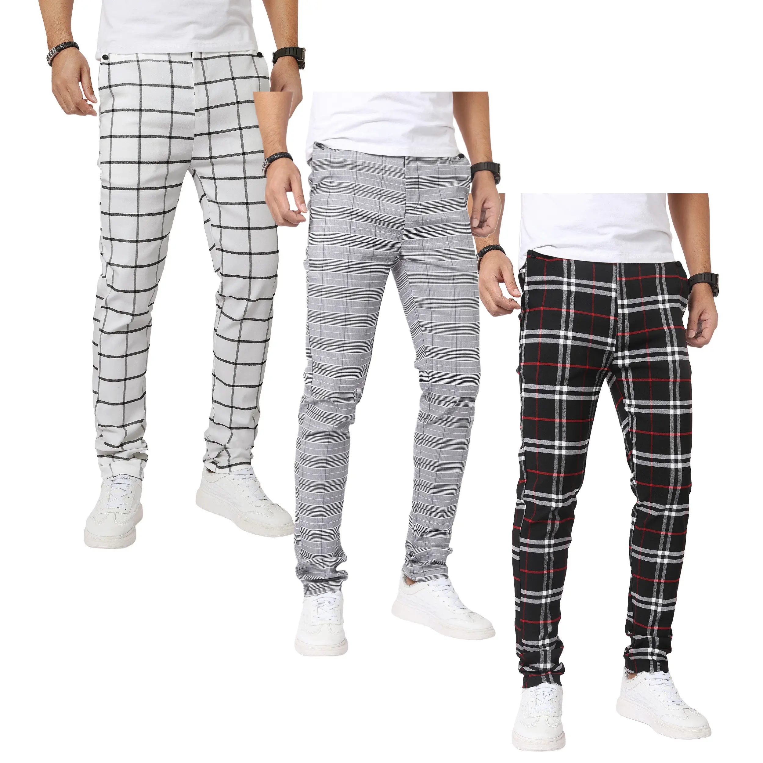 (3 Pack)White-Grey-White Red