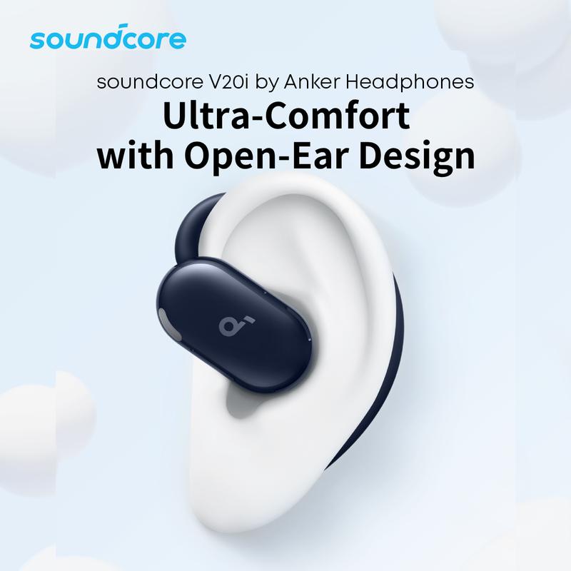 soundcore V20i by Anker Open-Ear Headphones, Adjustable Ear Hooks, Ultra-Comfort, Snug Fit, Powerful Sound, Clear Calls, IP55, 36H Playtime, Bluetooth 5.4 Wireless Earbuds, Multipoint Connection