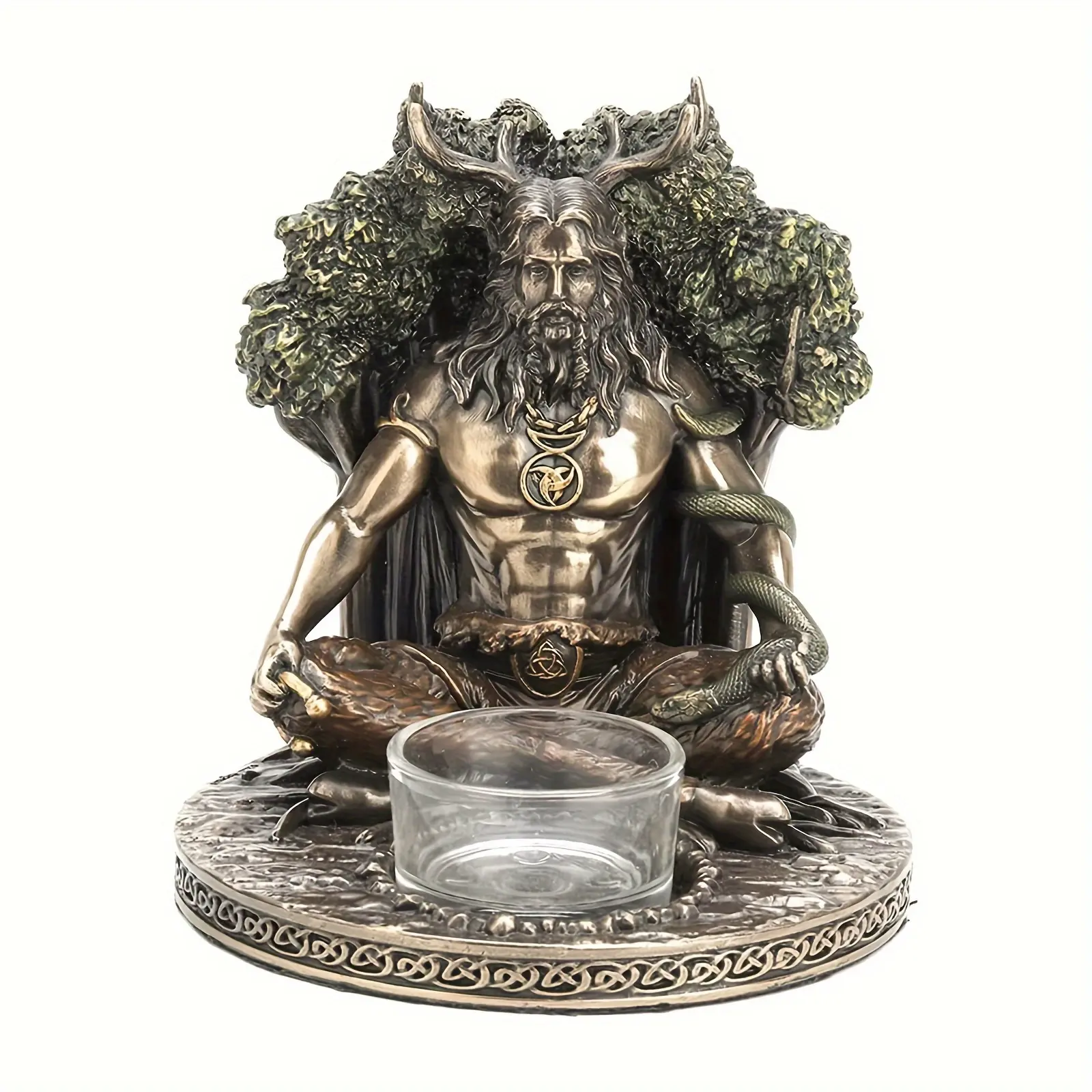 New Ancient Rome Cernunnos Sitting Statue Sculpture Celtic God Candles Holder Deco Decor Light