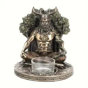 New Ancient Rome Cernunnos Sitting Statue Sculpture Celtic God Candles Holder Deco Decor Light