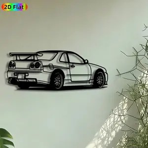1pc Sports Car Silhouette Metal Wall Art, Nissan Skyline GT-R Statue Mural, Intricate Craftsmanship, Artistic Metalwork, Perfect for Fathers Day, Graduation Decor, Decoration, Man Cave Garage Office Decor, Ideal Gift for Car Enthusiasts