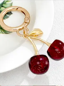 Cherry Design Shiny Bag Charm, Fashionable Women and Girls Keychain, Birthday Fashion Accessory, Perfect Girlfriend Gift Idea
