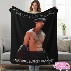 Stray Bang Chan Abs K-Pop Fleece Blanket, Cozy Stay Decor Gift for Fans, Bedroom Bedding, Unique Keepsake, Kpop Fun Gift