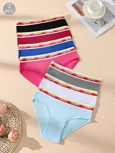 7-Pack Women's Cotton Briefs | SPORT Letter Color-Blocked Waistband, 7A Antibacterial Crotch, Full Coverage No Pinching, Ultra-Breathable, Daily/Gym Essential, Sizes S-2XL