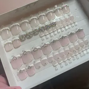 Bling French Tip Pressons Toes Handmade Press-On