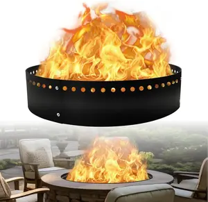 FEBTECH Round Outdoor Smokeless Fire Ring Insert 45" X 10" Portable Premium Heat Resistant Coated Carbon Steel for In or Above-Ground Camping Bonfires Gatherings