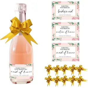 Bridesmaid Proposal Mini Champagne Labels, Maid of Honour,Matron of Honour . Bridesmaid  Ideas, Set of 20(10 Labels & 10 Bowknots)