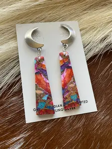 Pink Dream Mohave & Sterling Silver Moon Slab Dangles
