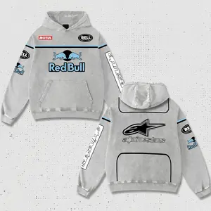 Retro Bell Hellmets x The Iced Red Racing Hoodie Washed Black, MotoGP World Championship Enthusiast, Motorcycle Off Road Dirt Bike Graphic Streetwear, Heavyweight Biker Sweatshirt, Moto Gear Motorbike Apparel Men’s Aesthetic Y2K Racing Jacket Style