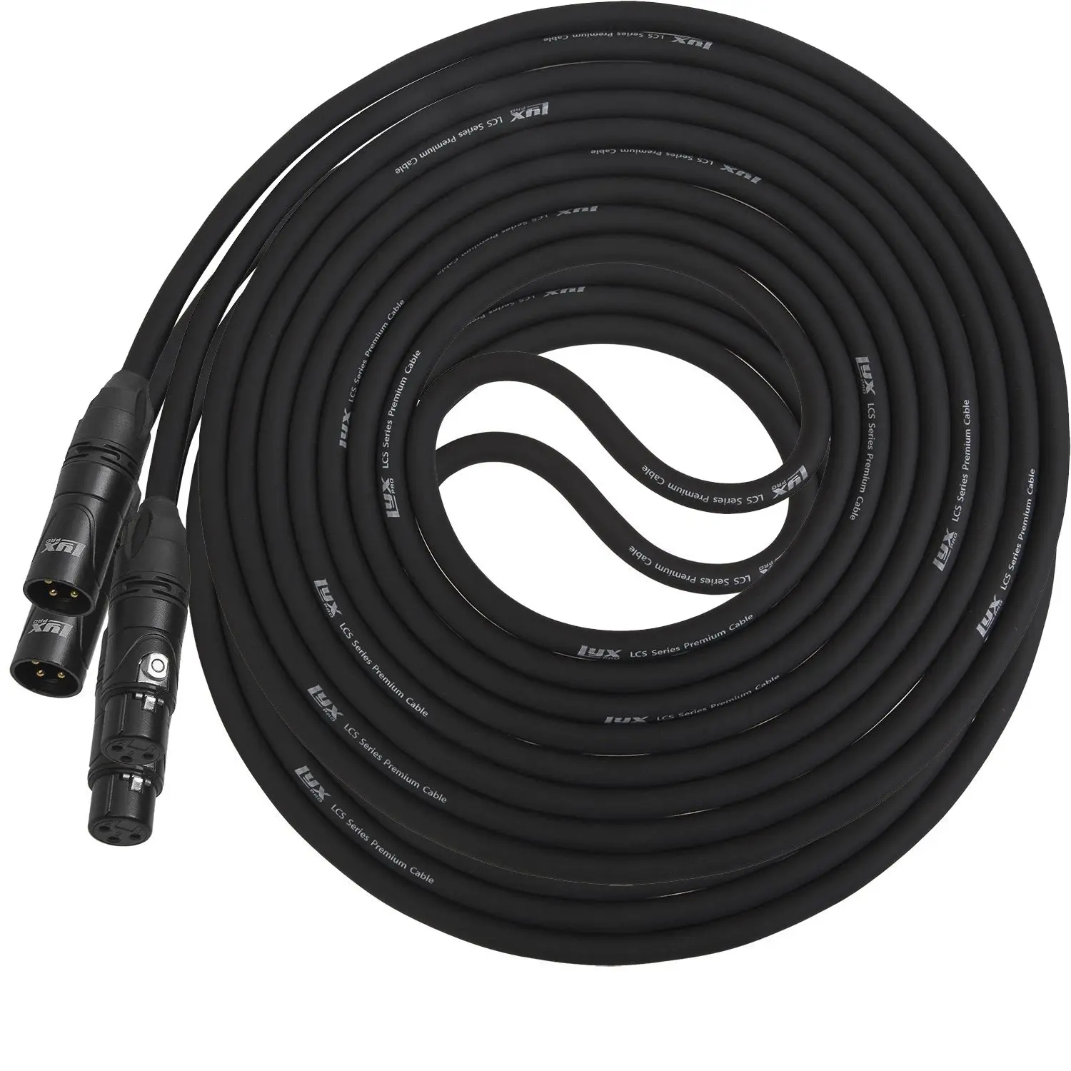 2 Pack LyxPro Balanced XLR Cable 15 ft Premium Series Professional Microphone Cable, Powered Speakers and Other Pro Devices Cable, Black