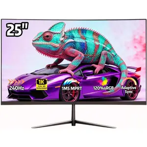 24.5" 240Hz Gaming , Curved FHD 1920 x 1080P, Support 120% sRGB,  FreeSync, 1MS MPRT,Low Motion Blur, Wall Mount Installs Compatible, for Office and (HDMI 2.0&DP 1.4)-Black