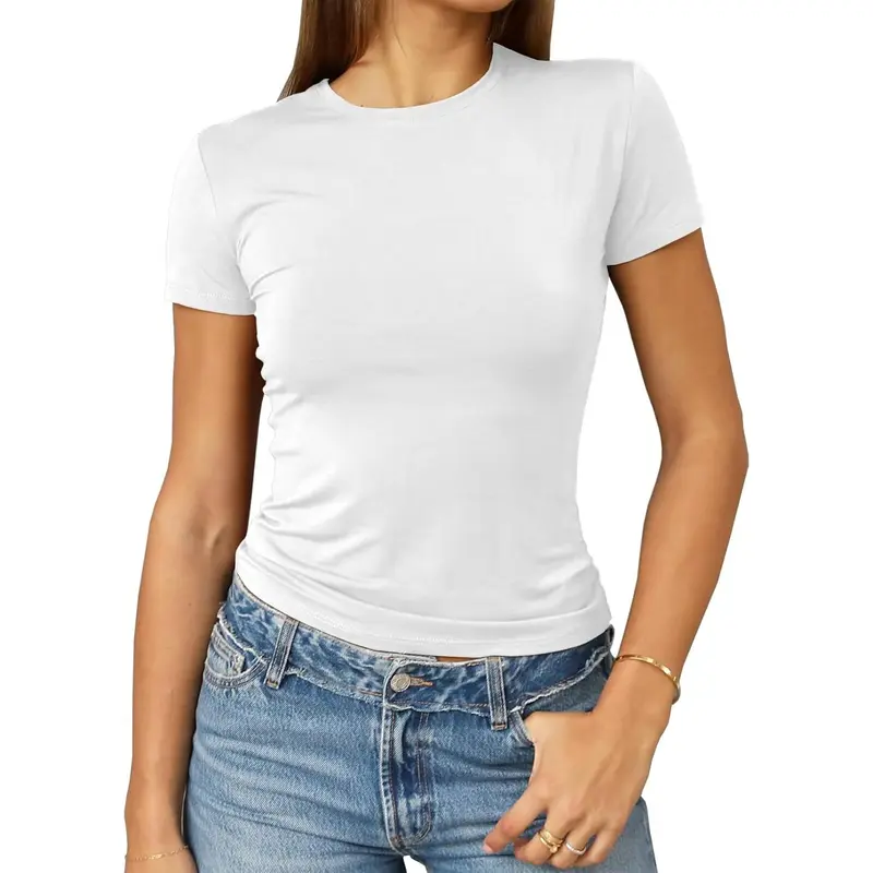 Women's Y2K Long Sleeve Crop Tops - Stretchy Slim Fit Basic Shirts For Everyday Wear