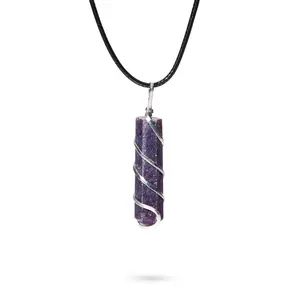 AYANA Lepidolite Wire-Wrapped Necklace for Stress Relief, Sleep & Emotional Healing – Calming Crystal for Heart & Third Eye Chakra, Ideal for Libra & Pisces