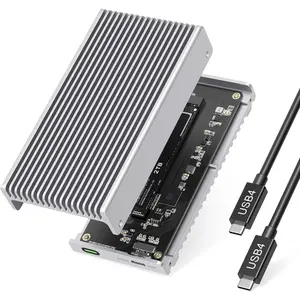 Noiseless 40Gbps M.2 NVMe Enclosure, USB C  External SSD Enclosure Compatible Thunderbolt4/3 8TB SSD Adapter, PCIe Gen4 M.2 SSD Reader Fits 2280/2260/2242/2230mm M B+M Key ()