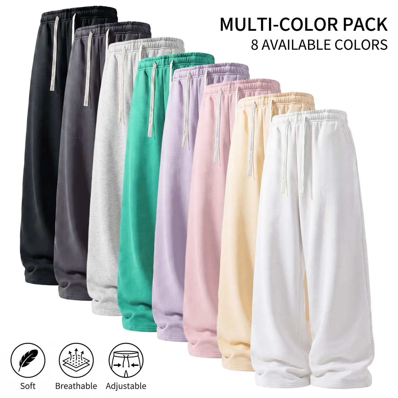 3-Pack Men’s Ultra-Soft Wide Straight Athletic Pants – Autumn/Winter Style | Breathable Loose Casual Pants, Versatile Basics for Basketball, Running, and Fitness (Optional 3-Pack, 2-Pack, or Single Pack)
