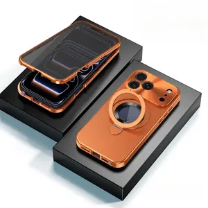 Original color 17PROMAX mobile phone case metal frame all-inclusive bracket magnetic buckle protective cover worry-free protection junk Military Grade Rotating Camera Pattern Soft Lip Tint Makeup Mirror Clear HD Privacy Screen Protector Kit with Lens