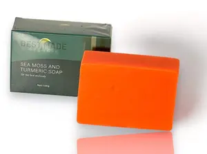 Kojic Acid Soap, Turmeric Soap Bar for Dark Spots Brightening & Moisturizing with Collagen, Vitamin E, Retinol, Hyaluronic Acid, Shea Butter, Paraben & Sulfate-Free 105g x 2 Bars