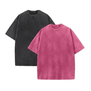 2 Pack Unisex Oversized Washed T Shirts Cotton Crew Neck Short Sleeve Loose Casual Solid Basic Tee Tops
