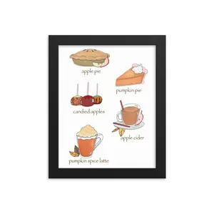 “Autumn Sweet Treats” Illustration Framed Poster Print