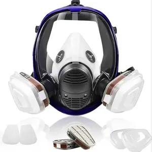 Gas Mask, 7 in 1 Reusable Full Face Respirator Gas Mask with Activated Carbon Filter, Safety & Security Supplies for Home, Dustproof Gasproof Mask