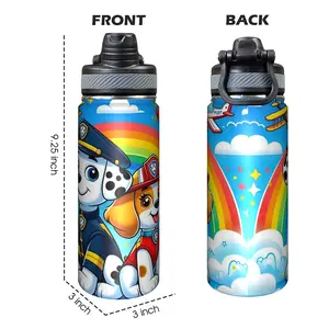 Paw Patrol 18oz Stainless Steel Insulated Water Bottle - Reusable Travel Mug with Straw, Durable Outdoor & School Hydration, Leak-Proof & Scratch-Resistant, Vibrant Cartoon Animal Designs