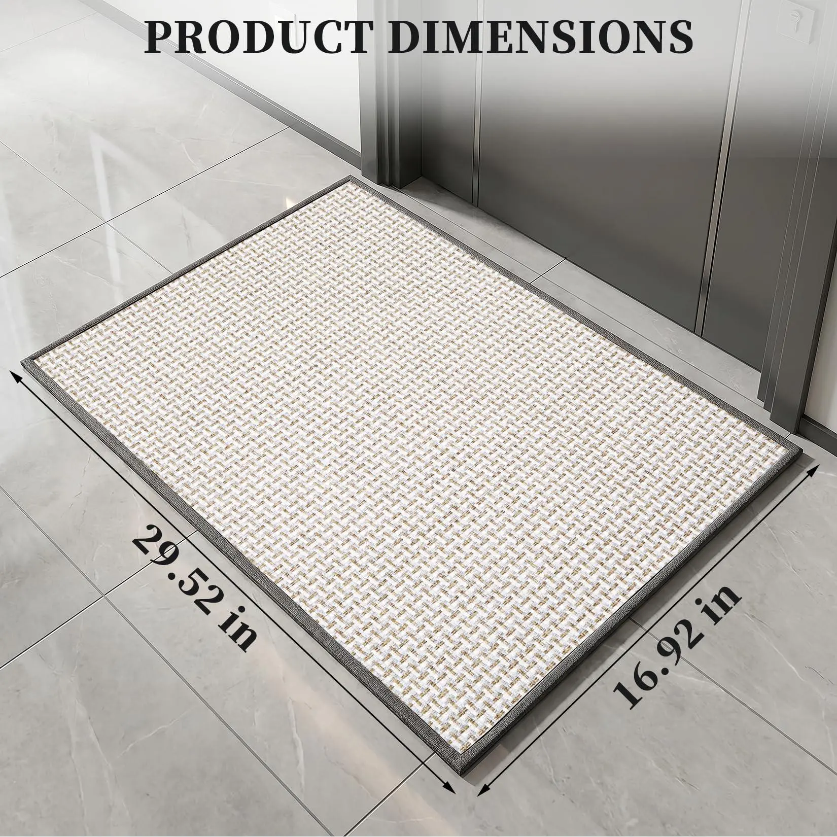 Indoor Door Mat, 17" x 30" Absorbent Entryway Rug with Non-Slip Rubber Backing, Washable Low-Profile Front Door Mat for Entryway, Kitchen, Bathroom & High Traffic Areas
