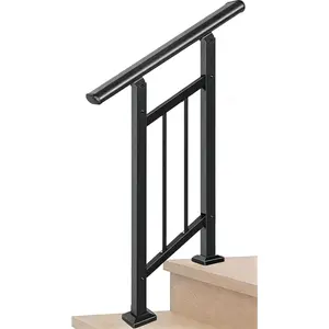 Hand Rails for Steps,Handrail & Indoor Railing Kit,Railings for Steps for Fence & Steps (1, Black-with Balusters, 2 Step)