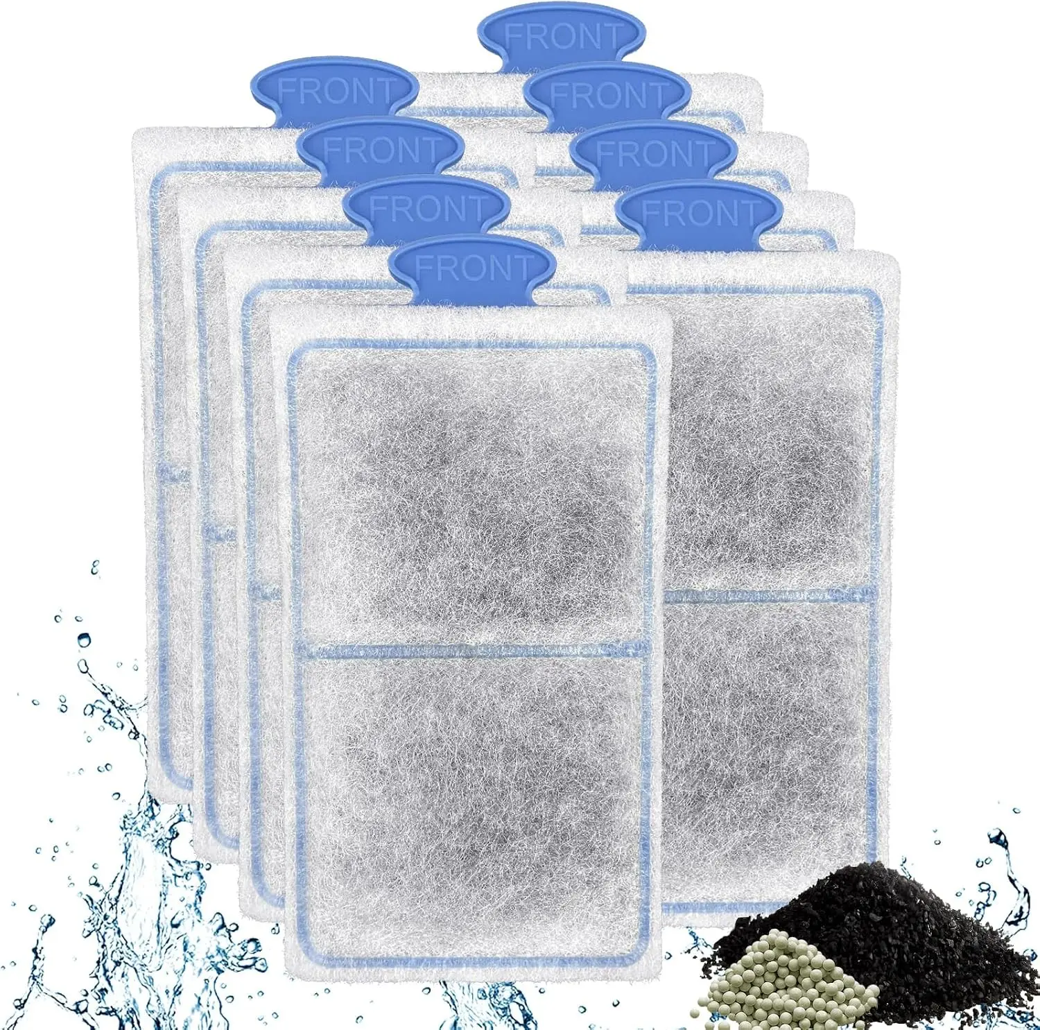 driamor 8 Pack PF-S Filter Cartridges Compatible with PF10 Power Filters, Small Fish Tank Filters Cartridge Replacement with Zeolite