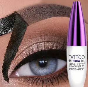 Easy Peel Eyebrow Gel - Waterproof & Sweatproof, Long-Lasting Tattoo Effect. Film-Forming Black/Brown Formula for Full Coverage, All Skin Types. Makeup Tech Cosmetic 01 eyebrowtint
