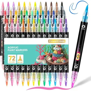 Markers, Automatic Ink Control Markers for Rock Painting, High Coverage for Multi-Surface  Ceramics Metal, DIY Art Crafts Supplies, Christmas Ornaments (36 Count & 72 Colors)