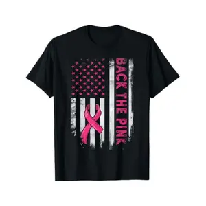 Breast Cancer Awareness T-Shirt for Men & Women - Pink Ribbon & US Flag Design with "Back The Pink" Slogan, Soft Preshrunk -like Jersey, Relaxed Fit Unisex Tee (S-XXXL) - Supportive Gift for Cancer Patients & Survivors