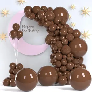 140pcs Mixed Sizes 18 12 10 5 Inch Dark Brown Latex Balloons for BOHO Birthday Halloween Holiday Balloon Garland Party Decorations
