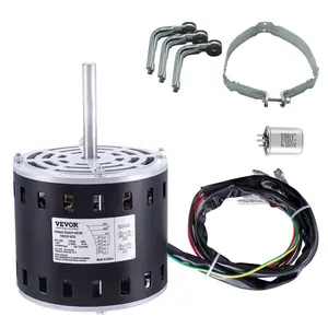VEVOR 1/2HP Furnace Blower Motor, Summervibes,Summervibes, 208/230V 2.7Amps, 1075RPM 5 Speeds, CW/CCW Rotation, 48 Frame 3.4" Shaft Length, 7.5μF/450V Capacitor + 11" Hold Hoop