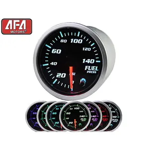 AFA Motors FPG-140 7-Color LED Fuel Pressure Gauge 140 PSI Smoked Lens High Precision 2" Durable Aluminum 12V DC Compatible
