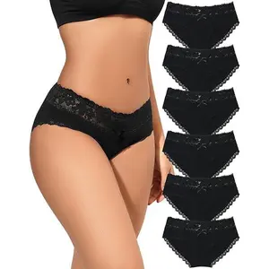 Cotton Underwear for Women Breathable Lace Bikini Panties Ladies Hipster Underpants S-XL