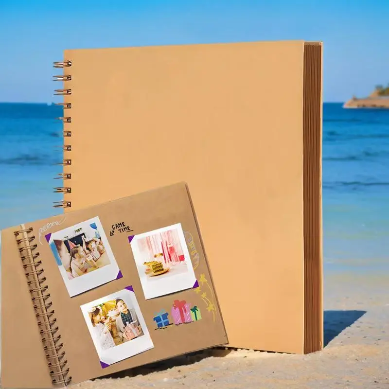 Photo Album, 1 Count Blank Thick Kraft Paper DIY Scrapbooking Supplies, Small Scrap Book Photo Albums for Wedding Travel Family, Scrapbook Materials, Scrap Books Album