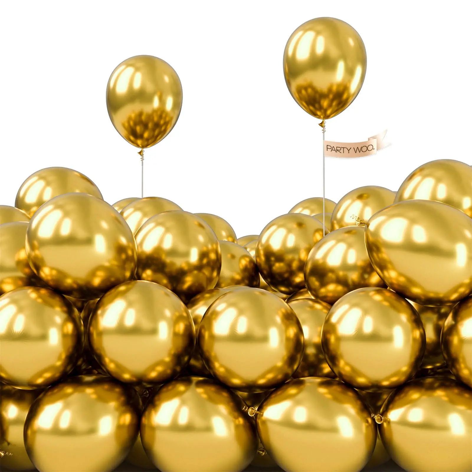 PartyWoo 50pcs 5-Inch Round Solid Metallic Gold Chrome Balloons, Full Longer-Lasting Decor for Happy Birthday, Graduation Party Supplies Gold-G101