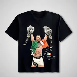 UFC Conor McGregor Double Belted Oversized Tee, Conor McGregor UFC Shirt, McGregor Tee, UFC Fans Shirt, UFC Tee, Gift For Him For Her Fighters Menswear Cotton Crewneck Clothes HL9