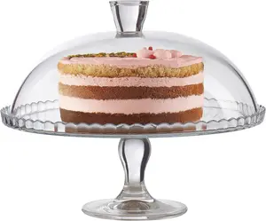 Cake Stand with Dome Lid, Desert Serving and Cover, Footed Pastry Display Server, 12.60 inch Wide Decorative Platter for Cupcake Cookies Cheesecake Donut