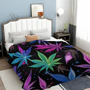 Marijuana Leaf Pattern Blanket, Soft Warm Throw Blanket, Air-conditioned Room Blanket, Warm Nap Blanket for Home & Office, Soft Bed Blanket