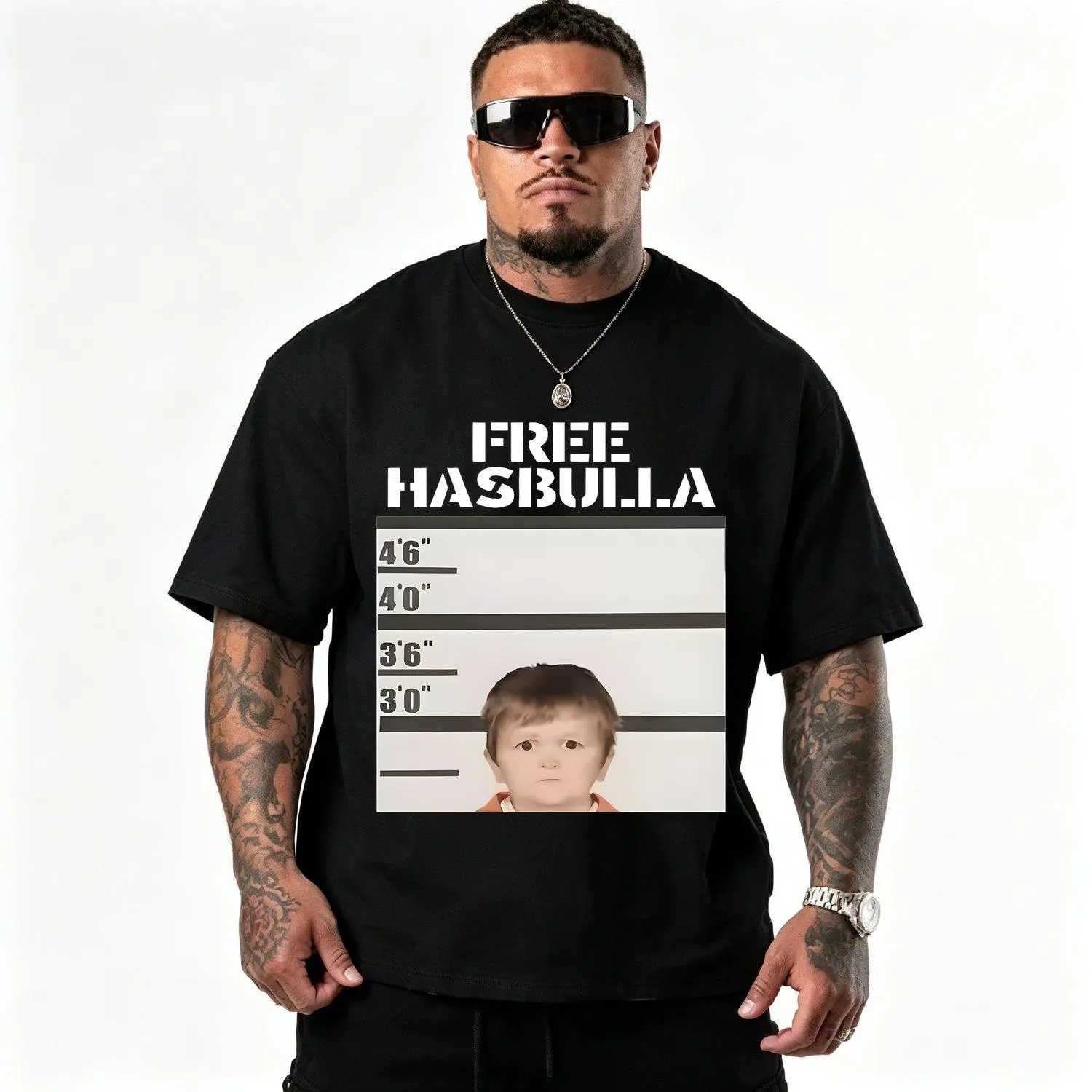 Funny Hasbulla Meme Graphic for Men Short Sleeve T-shirts Casual Crew Neck Tee with Playful Portrait Design Comfortable Short Sleeve Casual Attire All Season Wear Casual Tee Playful Print Tee