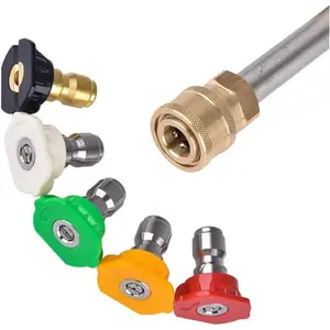 5 Pack Pressure Washer Nozzle Tips Multiple Degrees, 1/4 INCH (2.5 GPM), Power Washer Nozzle Tips, Pressure Washing Tips Set, Pressure Washer Head Rated Up to 4500 PSI Power Washer Tips.