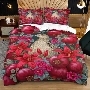 Floral Bird Pattern Bedding Set, Cozy Indoor Decoration, Perfect for Moving and Holiday Gifts, Includes Duvet Cover and Pillowcases