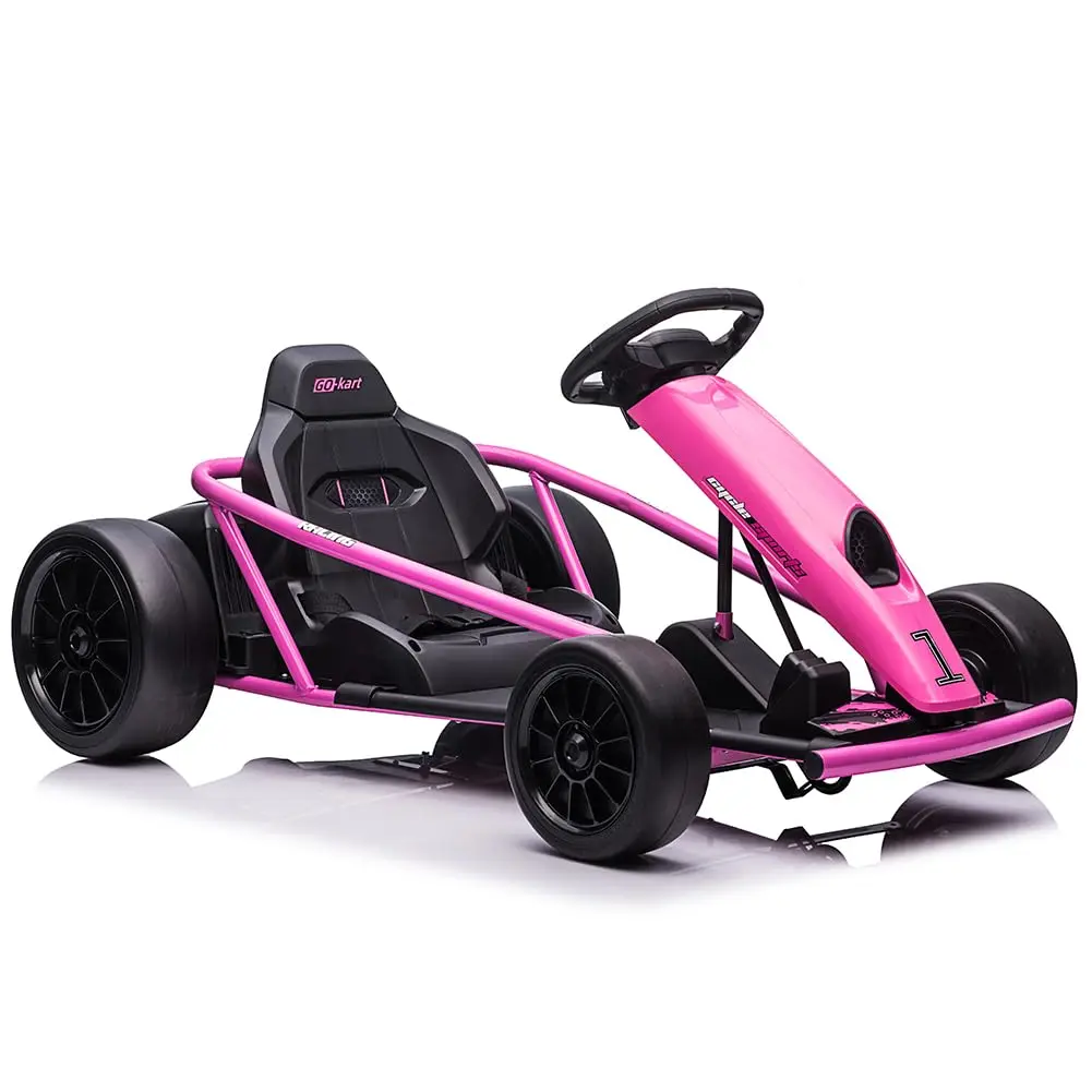 GARVEE 24V Go Kart for Ages 8-12 with Dual 300W Motors, 9Ah Battery, 8.1MPH Top Speed, Drifting Capability, Music & Horn Features, Supports Up to 175lbs, Outdoor Ride-On Toy in Rose Color