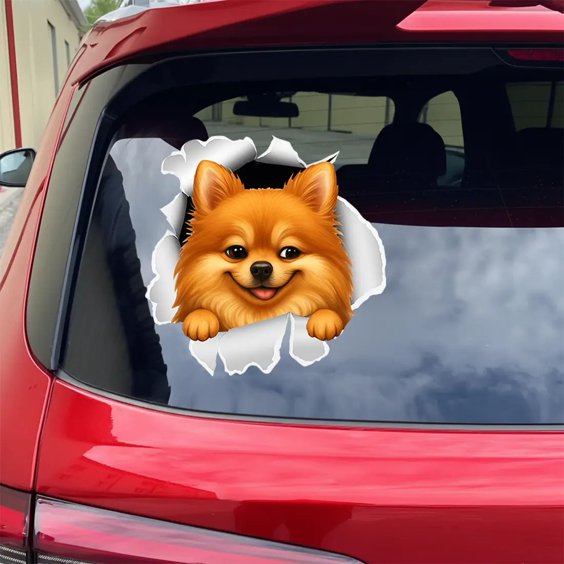 Pomeranian Sticker - Funny 3D Peeking Dog Car Decal, Pet Lover Gifts, Cute Animal Vinyl Waterproof Bumper Stickers for Car, Truck, Wall & Window