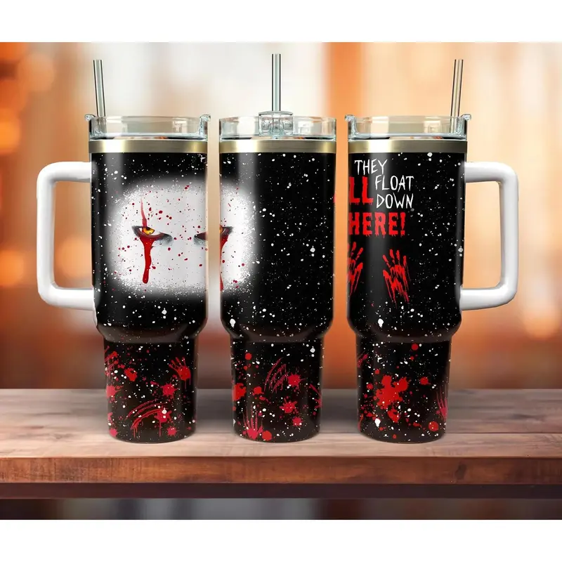 Pennywise IT Welcome to Derry Horror Movie 20oz - 40oz Tumbler Stainless Steel with Straw, Double Wall Insulated, With Handle – Perfect Gift for Fans